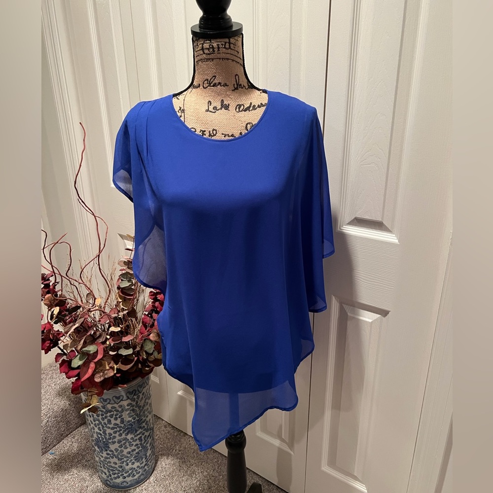 Peck & Peck Royal Blue Asymmetrical Top Size Small